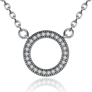 Silver Glitter Circle Necklace