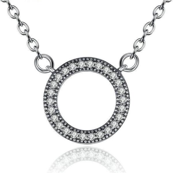 Silver Glitter Circle Necklace