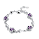 Clear Purple Stone Link Bracelet Bangle Chain