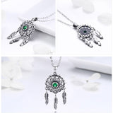 Dream Catcher  Necklace with Green Stone