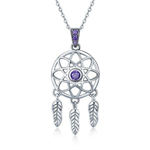 Dream Catcher Necklace with Purple Stone