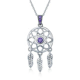 Dream Catcher Necklace with Purple Stone