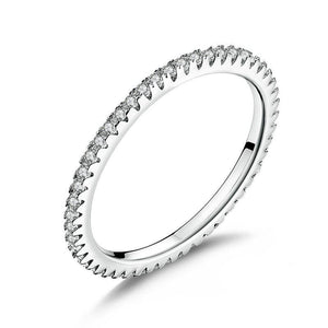 Small round eternity silver ring with cubic zirconia