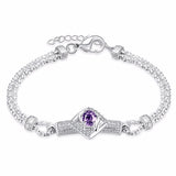 Silver with Purple Crystal Rope Design Bracelets