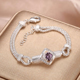 Silver with Purple Crystal Rope Design Bracelets