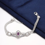 Silver with Purple Crystal Rope Design Bracelets